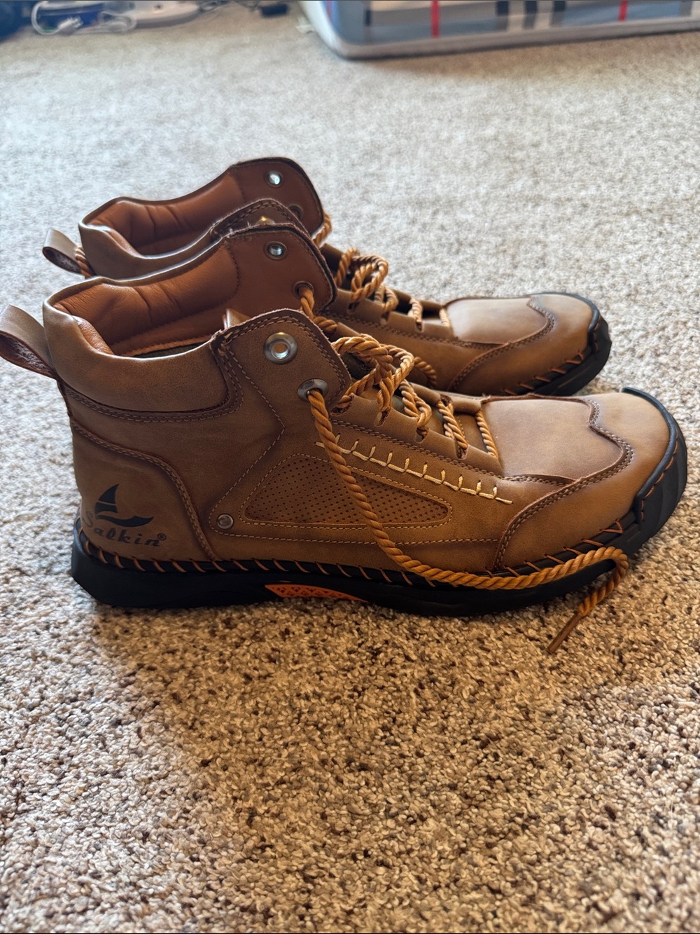 Salkin 2317 Men's Tan Minimalist Lace-Up Barefoot Boots size EU 43/US 10